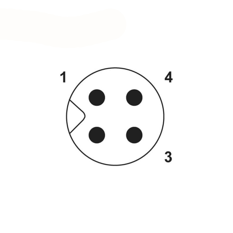 M5 4pins A code male to female right angle cable,unshielded,PVC,-10°C~+80°C,26AWG 0.14mm²,brass with nickel plated screw